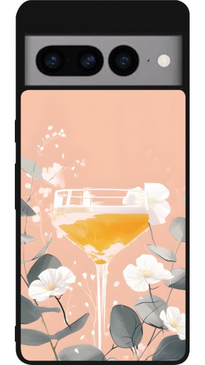 Google Pixel 7 Pro Case Hülle - Silikon schwarz Cocktail Flowers