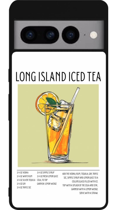 Coque Google Pixel 7 Pro - Silicone rigide noir Cocktail recette Long Island Ice Tea
