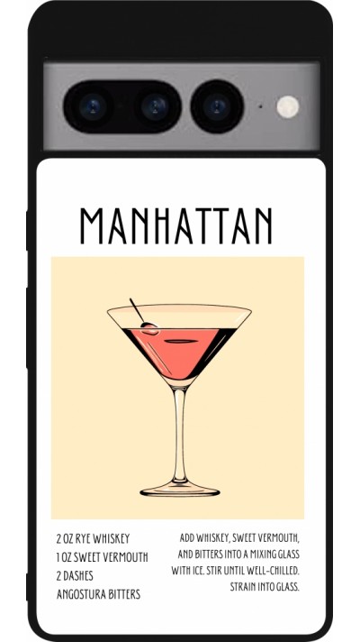 Coque Google Pixel 7 Pro - Silicone rigide noir Cocktail recette Manhattan