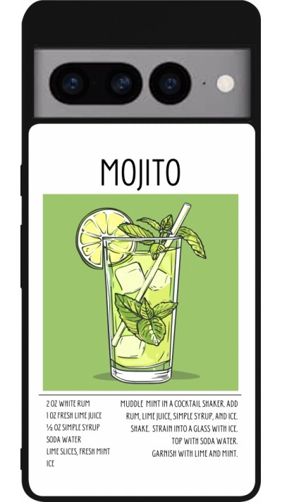 Google Pixel 7 Pro Case Hülle - Silikon schwarz Cocktail Rezept Mojito