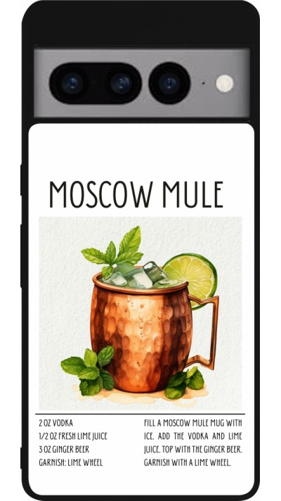 Coque Google Pixel 7 Pro - Silicone rigide noir Cocktail recette Moscow Mule