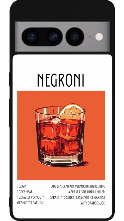 Coque Google Pixel 7 Pro - Silicone rigide noir Cocktail recette Negroni