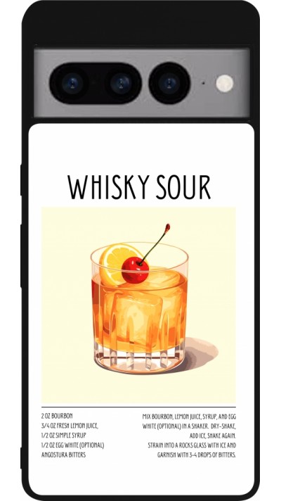 Coque Google Pixel 7 Pro - Silicone rigide noir Cocktail recette Whisky Sour