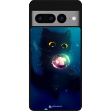 Google Pixel 7 Pro Case Hülle - Silikon schwarz Cute Cat Bubble
