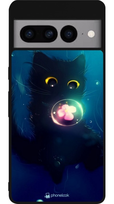 Google Pixel 7 Pro Case Hülle - Silikon schwarz Cute Cat Bubble