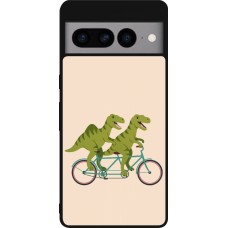 Coque Google Pixel 7 Pro - Silicone rigide noir Dinosaurs on bikes 2026
