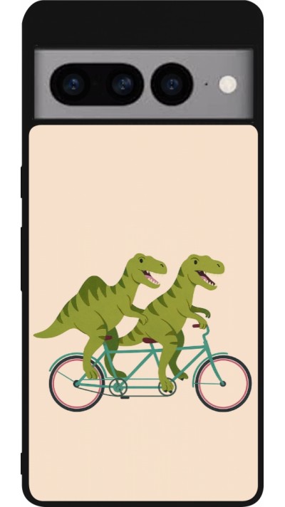 Coque Google Pixel 7 Pro - Silicone rigide noir Dinosaurs on bikes 2026