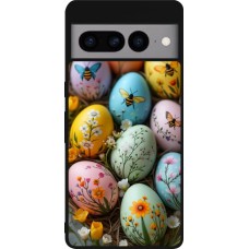 Coque Google Pixel 7 Pro - Silicone rigide noir Easter 2026 Eggs with bees