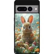 Coque Google Pixel 7 Pro - Silicone rigide noir Easter 2026 Rabbit in the garden