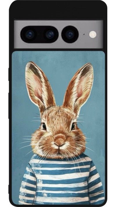 Coque Google Pixel 7 Pro - Silicone rigide noir Easter 2026 Rabbit navy