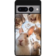 Coque Google Pixel 7 Pro - Silicone rigide noir Easter 2026 Rabbits