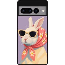 Coque Google Pixel 7 Pro - Silicone rigide noir Easter 2026 Rabbit with scarf