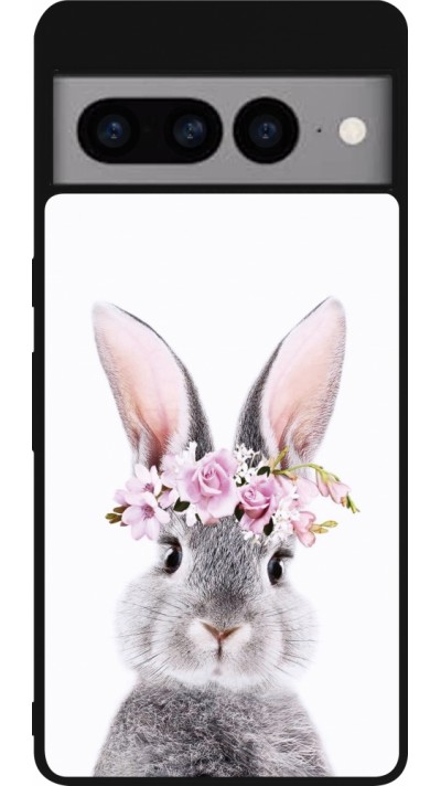 Coque Google Pixel 7 Pro - Silicone rigide noir Easter 2023 flower bunny