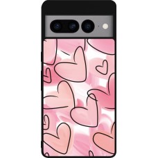 Google Pixel 7 Pro Case Hülle - Silikon schwarz Easter 2023 pink hearts