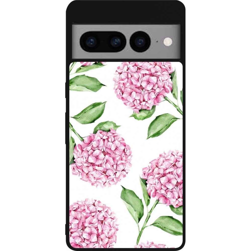 Coque Google Pixel 7 Pro - Silicone rigide noir Easter 2024 pink flowers