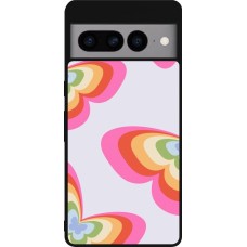 Coque Google Pixel 7 Pro - Silicone rigide noir Easter 2024 rainbow butterflies