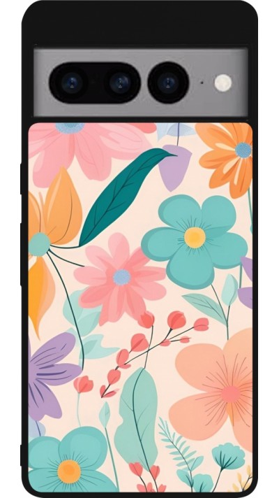 Google Pixel 7 Pro Case Hülle - Silikon schwarz Easter 2024 spring flowers