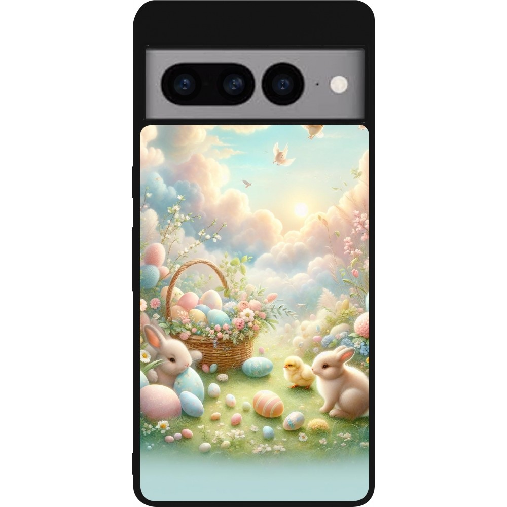 Coque Google Pixel 7 Pro - Silicone rigide noir Easter 2025 Pastel Pâques