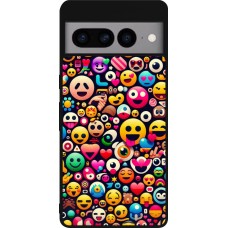 Coque Google Pixel 7 Pro - Silicone rigide noir Emoji Mix Color