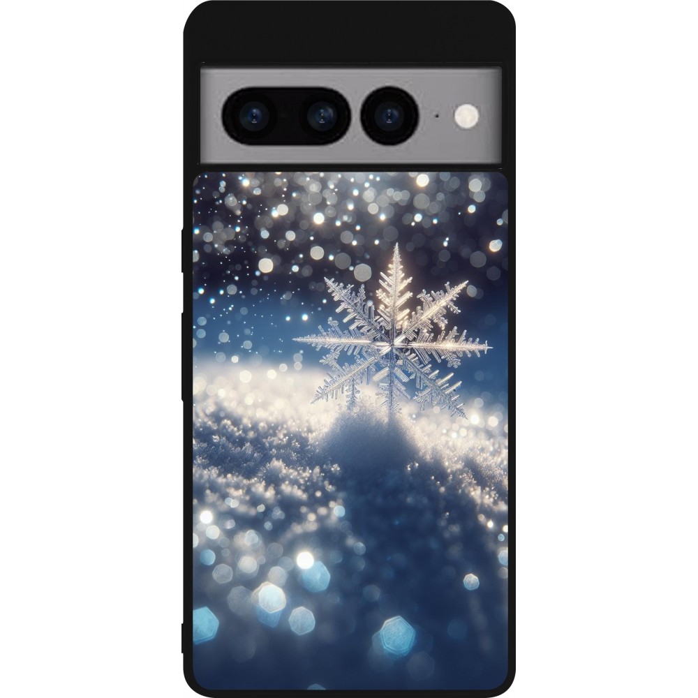 Google Pixel 7 Pro Case Hülle - Silikon schwarz Schneeflocke Solar Glanz