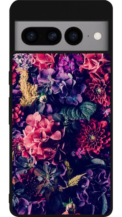 Coque Google Pixel 7 Pro - Silicone rigide noir Flowers Dark