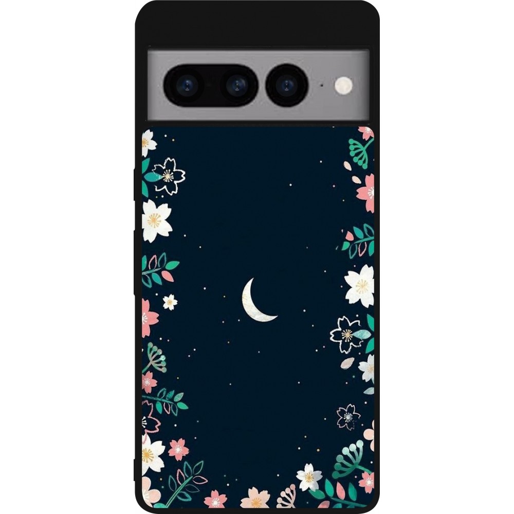 Google Pixel 7 Pro Case Hülle - Silikon schwarz Flowers space