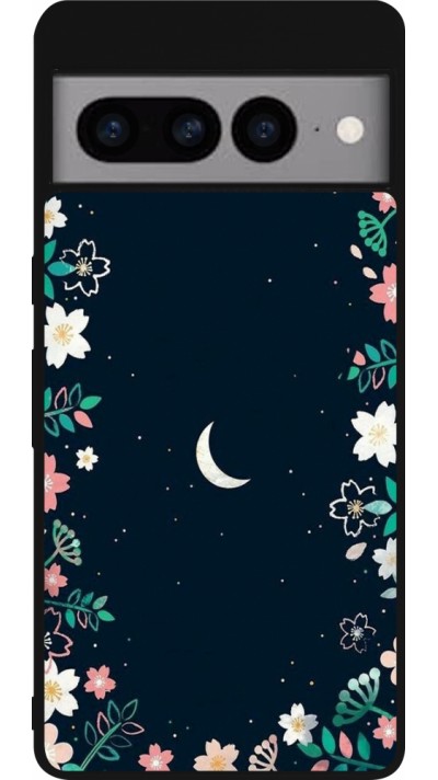 Google Pixel 7 Pro Case Hülle - Silikon schwarz Flowers space