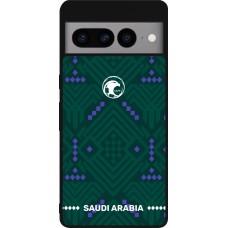 Coque Google Pixel 7 Pro - Silicone rigide noir Maillot de football Arabie saoudite 2026 personnalisable
