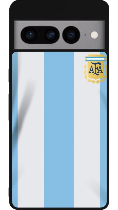 Coque Google Pixel 7 Pro - Silicone rigide noir Maillot de football Argentine 2022 personnalisable