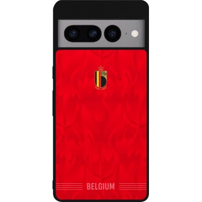 Coque Google Pixel 7 Pro - Silicone rigide noir Maillot de football Belgique 2026 personnalisable