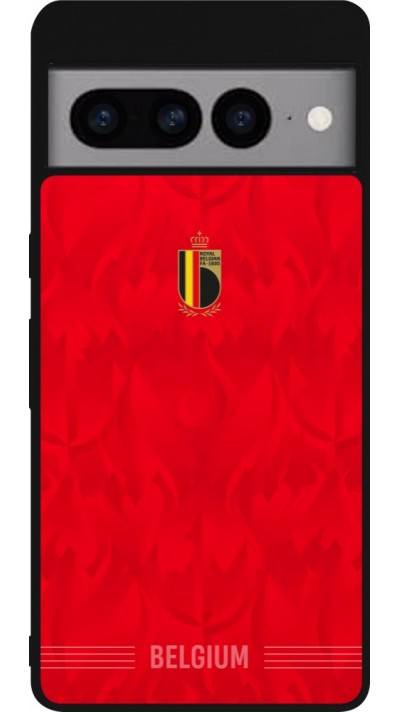 Google Pixel 7 Pro Case Hülle - Silikon schwarz Belgien 2026 personalisierbares Fussballtrikot