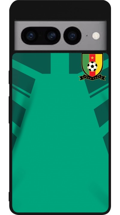 Coque Google Pixel 7 Pro - Silicone rigide noir Maillot de football Cameroun 2022 personnalisable