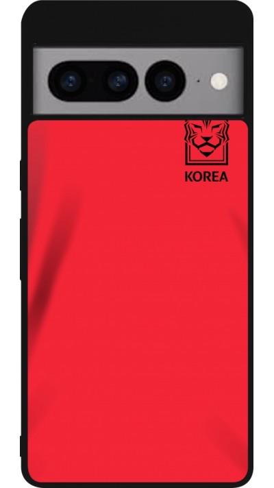 Coque Google Pixel 7 Pro - Silicone rigide noir Maillot de football Corée du Sud 2022 personnalisable