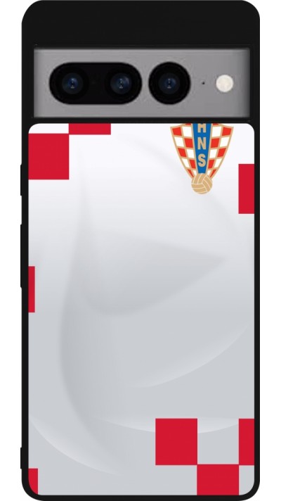 Coque Google Pixel 7 Pro - Silicone rigide noir Maillot de football Croatie 2022 personnalisable