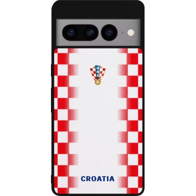 Coque Google Pixel 7 Pro - Silicone rigide noir Maillot de football Croatie 2026 personnalisable