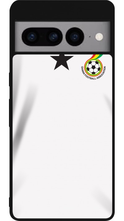 Coque Google Pixel 7 Pro - Silicone rigide noir Maillot de football Ghana 2022 personnalisable