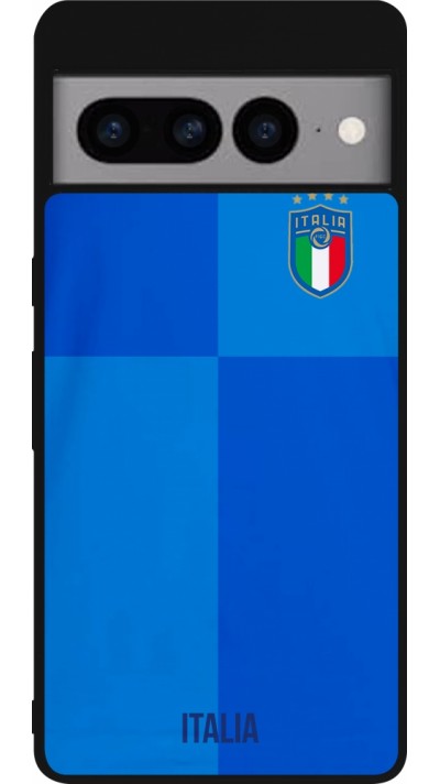 Coque Google Pixel 7 Pro - Silicone rigide noir Maillot de football Italie 2022 personnalisable