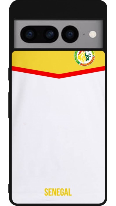 Coque Google Pixel 7 Pro - Silicone rigide noir Maillot de football Senegal 2022 personnalisable
