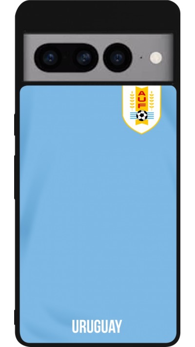 Coque Google Pixel 7 Pro - Silicone rigide noir Maillot de football Uruguay 2022 personnalisable