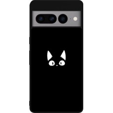 Coque Google Pixel 7 Pro - Silicone rigide noir Funny cat on black