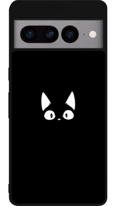 Coque Google Pixel 7 Pro - Silicone rigide noir Funny cat on black
