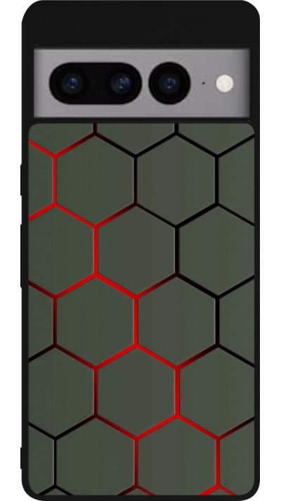 Google Pixel 7 Pro Case Hülle - Silikon schwarz Geometric Line red
