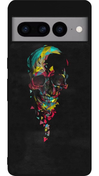 Coque Google Pixel 7 Pro - Silicone rigide noir Halloween 22 colored skull
