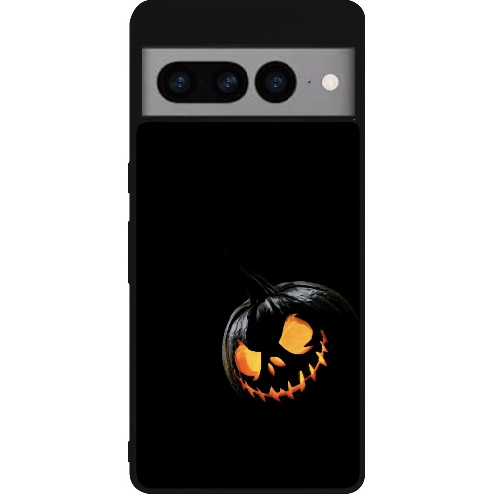 Coque Google Pixel 7 Pro - Silicone rigide noir Halloween 2023 discreet pumpkin
