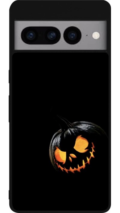 Coque Google Pixel 7 Pro - Silicone rigide noir Halloween 2023 discreet pumpkin