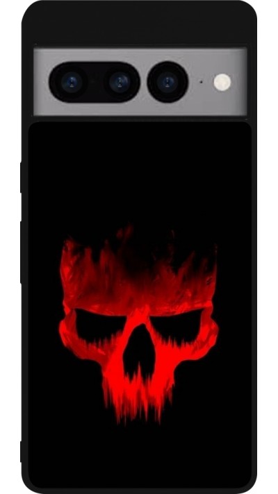 Coque Google Pixel 7 Pro - Silicone rigide noir Halloween 2023 scary skull
