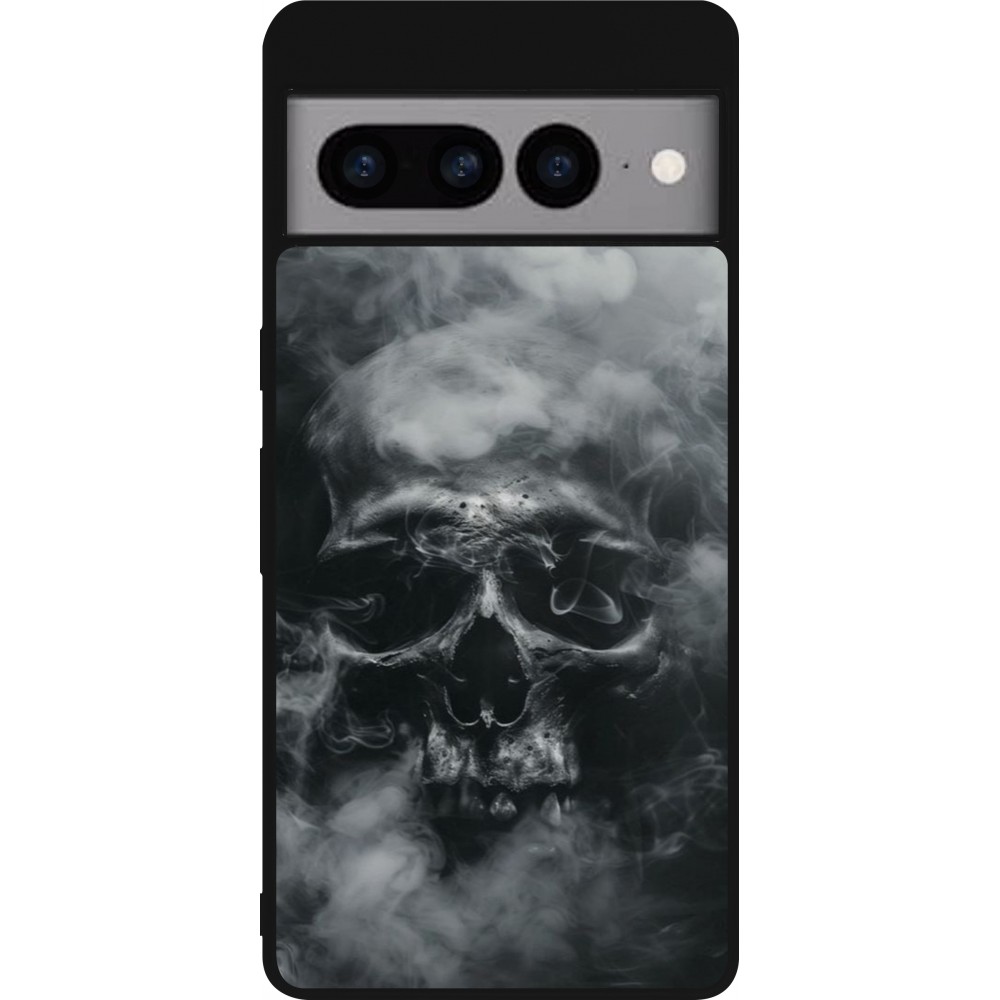 Google Pixel 7 Pro Case Hülle - Silikon schwarz Halloween 2024 smoky skull