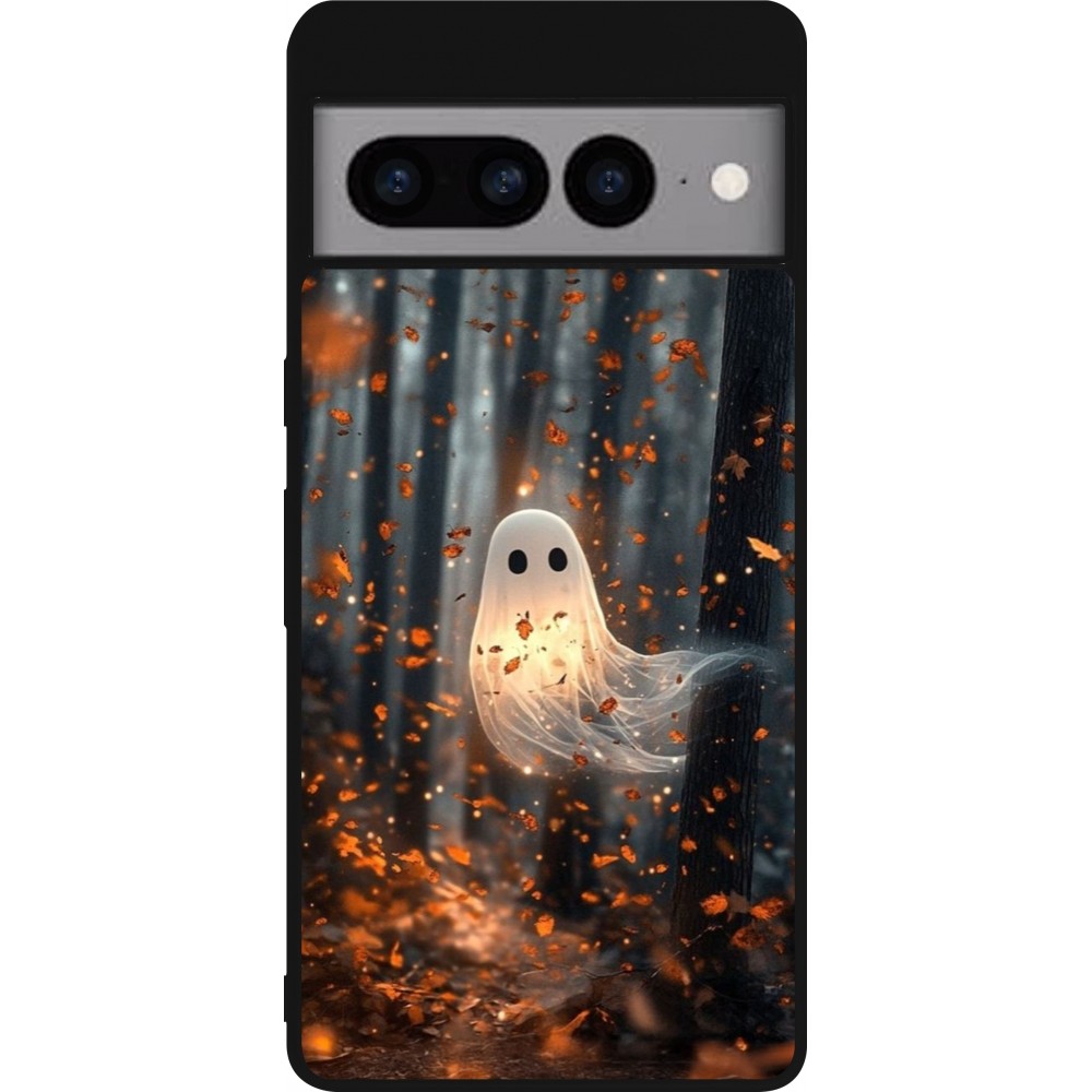 Coque Google Pixel 7 Pro - Silicone rigide noir Halloween 2025 Ghost in the forest