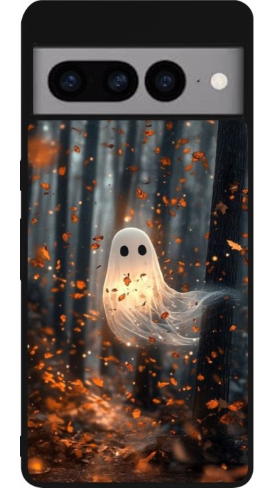 Coque Google Pixel 7 Pro - Silicone rigide noir Halloween 2025 Ghost in the forest