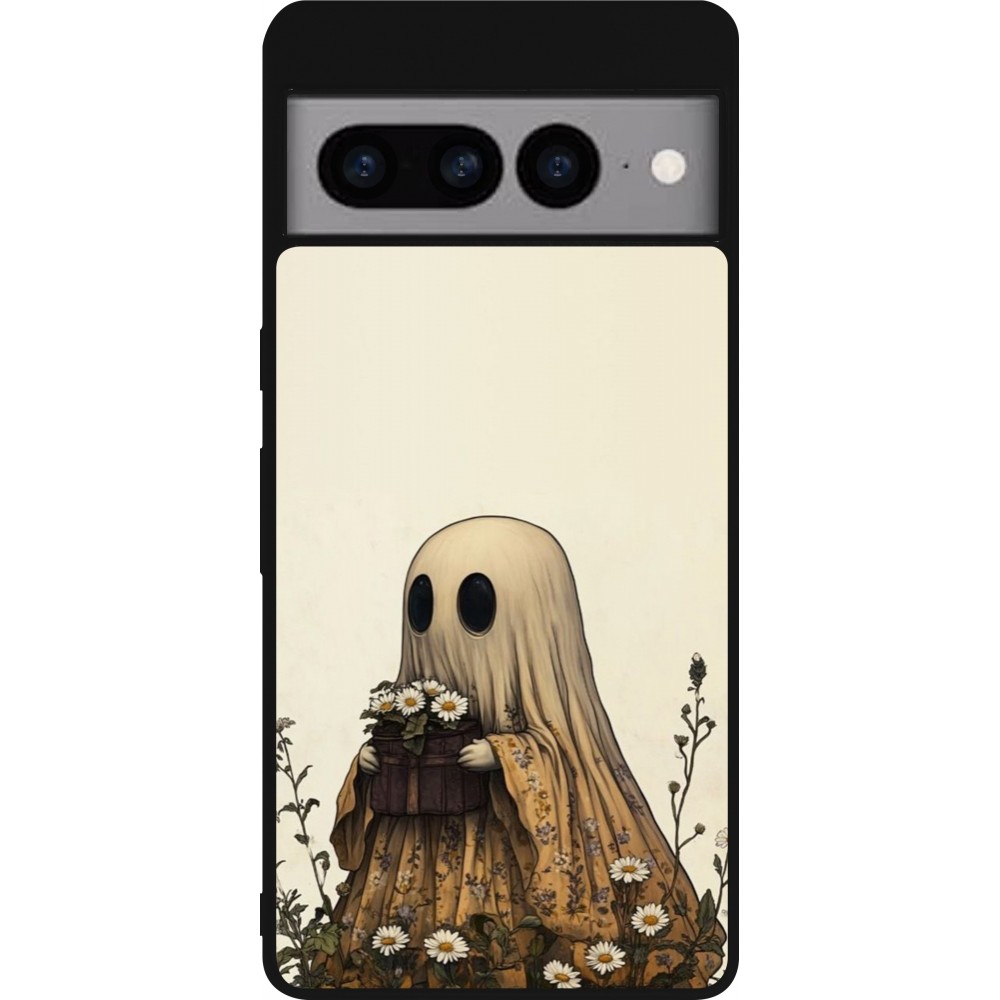 Coque Google Pixel 7 Pro - Silicone rigide noir Halloween 2025 Ghost gardener
